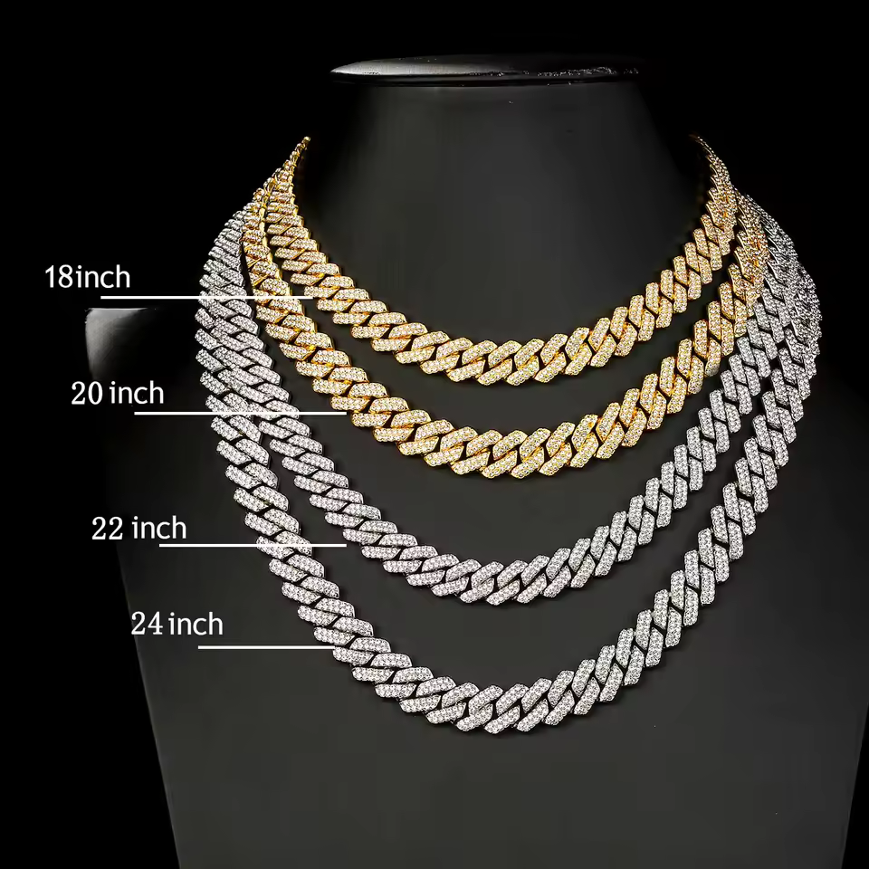 14mm Iced Out Cuban Link Chain β 18K Gold/White Gold Plated